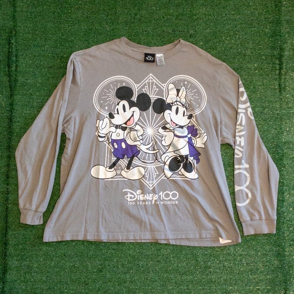 DISNEY PARKS 100 YEARS OF WONDER 100TH ANNIVERSARY MICKEY MINNIE LONG SLEEVE XL